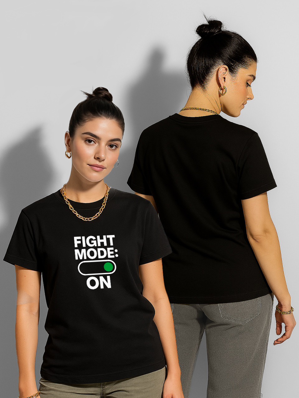 Футболка жіноча Figth mode: ON, футболка з принтом Меми