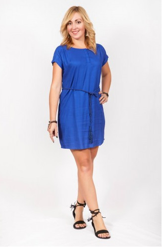 Плаття жіноче літнє синього кольору з пояском , фото 1