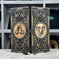 Нарди дерев'яні подарункові Козеріг 50×23 см довгі нарди та короткі нарди, фото 2