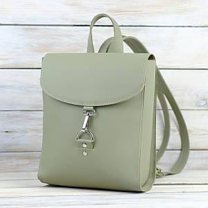 Жіночий рюкзак Венеція з натуральної шкіри колір Фісташка, розмір міні