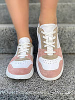 Анатомічні кеди зі шкіри та рожевої замші