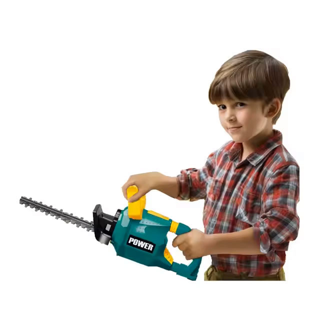 Іграшкова дитяча бензопила кущоріз тример Садовий інструмент Hedge trimmer Світло звук окуляри рухомі деталі, фото 1