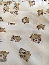 Муслін (жатка 1,6 м) ведмедики з коронами