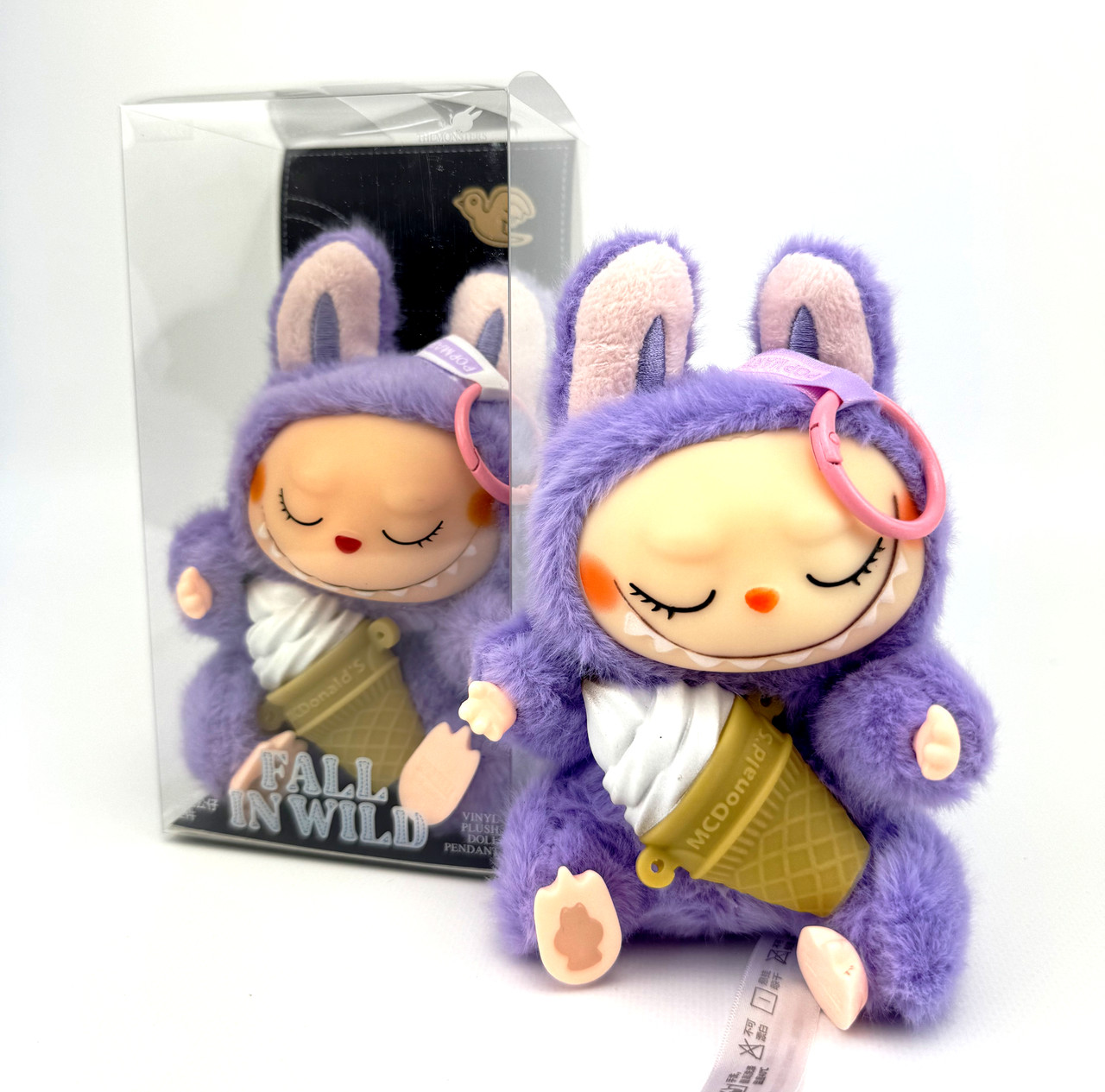М'яка Іграшка Брелок Лабубу МакДональдз Фіолетовий М 16 см – POP MART The Monsters Оригінал LABUBU McDonalds, фото 1