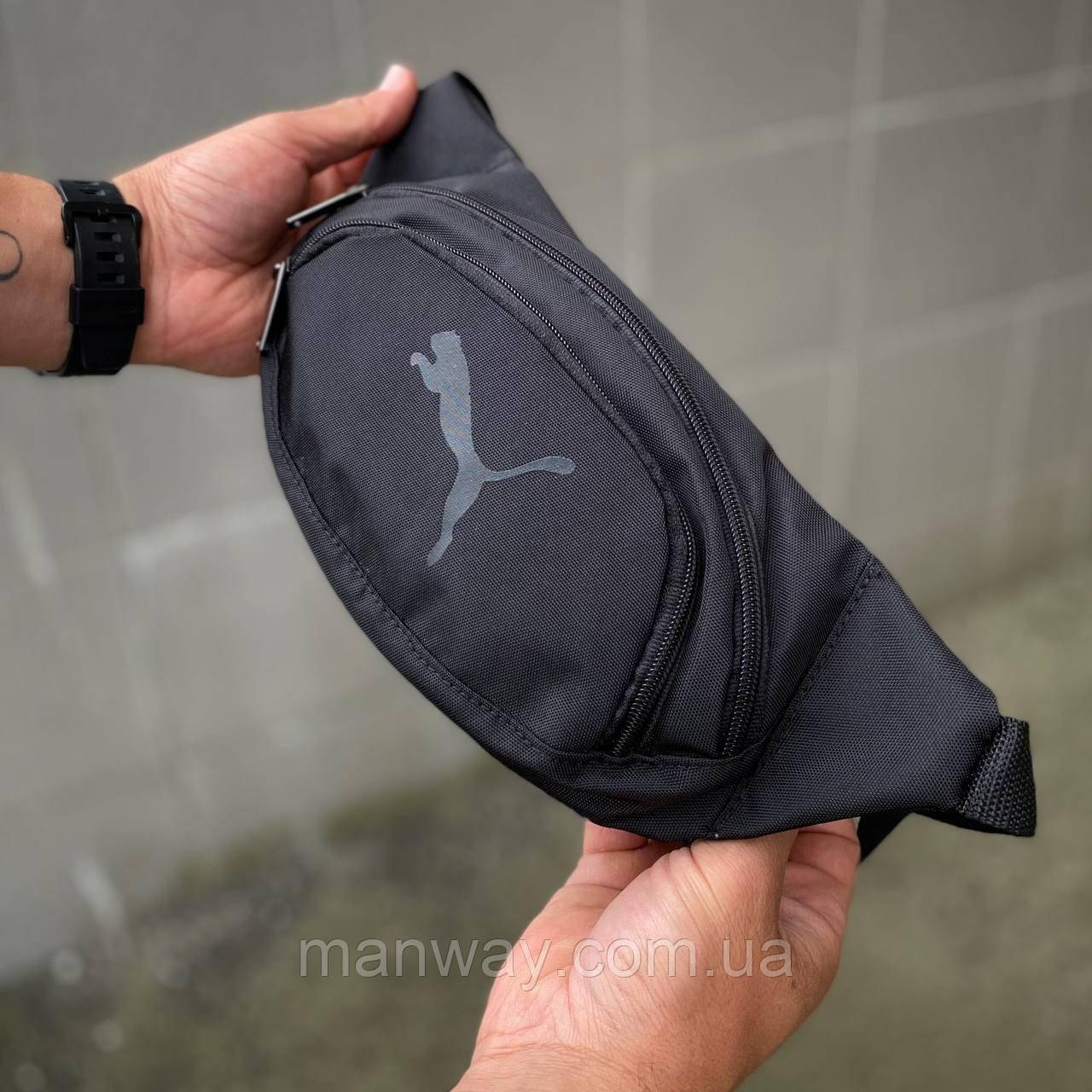 Сумка на пояс бананка чорна спортивна через плече