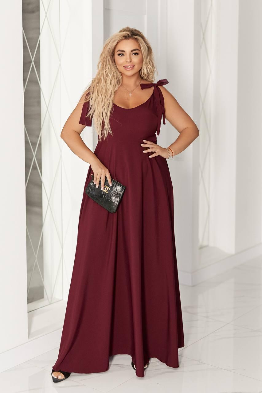 Сарафан на бретелях " Лондон " бордовий великого розміру батал Розміри: 50-52, 54-56, 58-60, 62-64