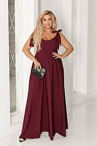 Сарафан на бретелях " Лондон " бордовий великого розміру батал Розміри: 50-52, 54-56, 58-60, 62-64