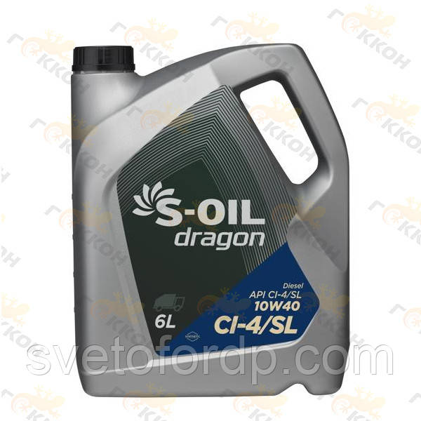 Масло моторне полусинт. DRAGON, 6L SAE 10W40 (API CI-4/SL ACEA A3/B4/B3/E7 [S-Oil Південна Корея], фото 1
