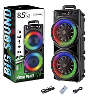 Портативная аккумуляторная акустика (8.5", 40W) беспроводная USB Колонка Bluetooth на аккумуляторе с микрофоном TC