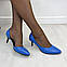 Жіночі шкіряні туфлі на невисокій шпильці, колір індиго, фото 5