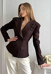 Стильний жіночий асиметричний піджак 490 Розміри: 42-48 топ продажів! 46/48