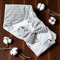 Теплий плед-конверт зі знімним синтепоном і бантом 90 х 80 см It's A Boy