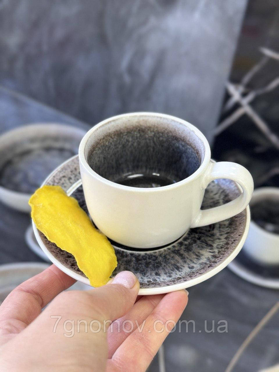 Кавовий набір для еспресо на 4 персони сірий Агат