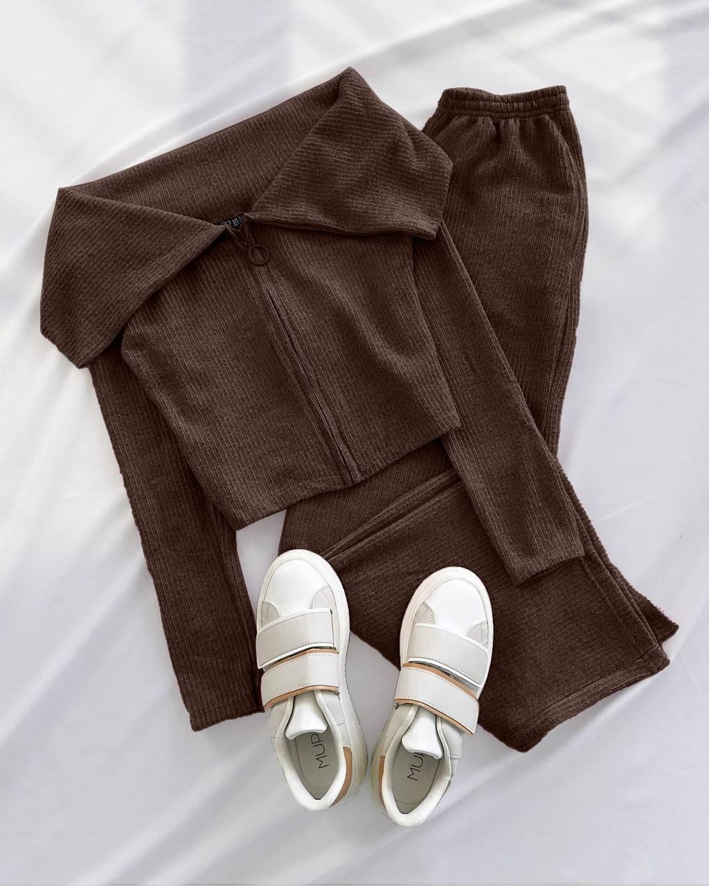 Костюм кофтинка + штани шоколадного кольору, фото 1