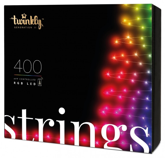 Гірлянда Smart LED Twinkly Strings RGB 400, Gen II, IP44, довжина 32м, кабель чорний, фото 1