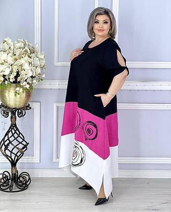 Неймовірна жіноча сукня, тканина "Льон" 50, 52, 54, 56, 58, 60 розмір 50, фото 2