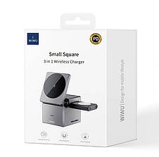 БЗУ WiWU Wi-W030 Small Aquare 3 in 1 Wireless Charger Wi-W030 Gray, фото 2