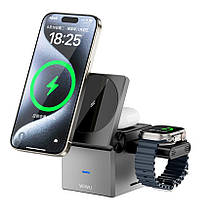 БЗУ WiWU Wi-W030 Small Aquare 3 in 1 Wireless Charger Wi-W030 Gray, фото 5