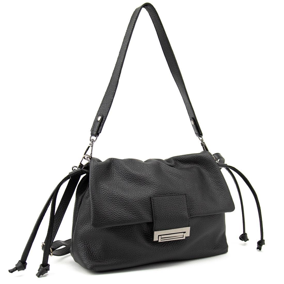 Сумка жіноча шкіряна Tavinchi CH-8585A-FL чорна через плече