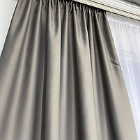 Штори атлас блекаут матові ALBO сіро-коричневі 150×270 см, комплект 2 шт. (SH-M30-18), фото 4