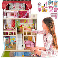 Барбі-будиночок з меблями, дерев'яний Kruzzel D11251