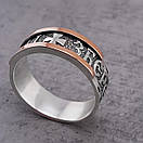 Срібне кільце оберіг Спаси і Збережи із золотими накладками. Чорнене срібло 925 розмір 21, фото 8