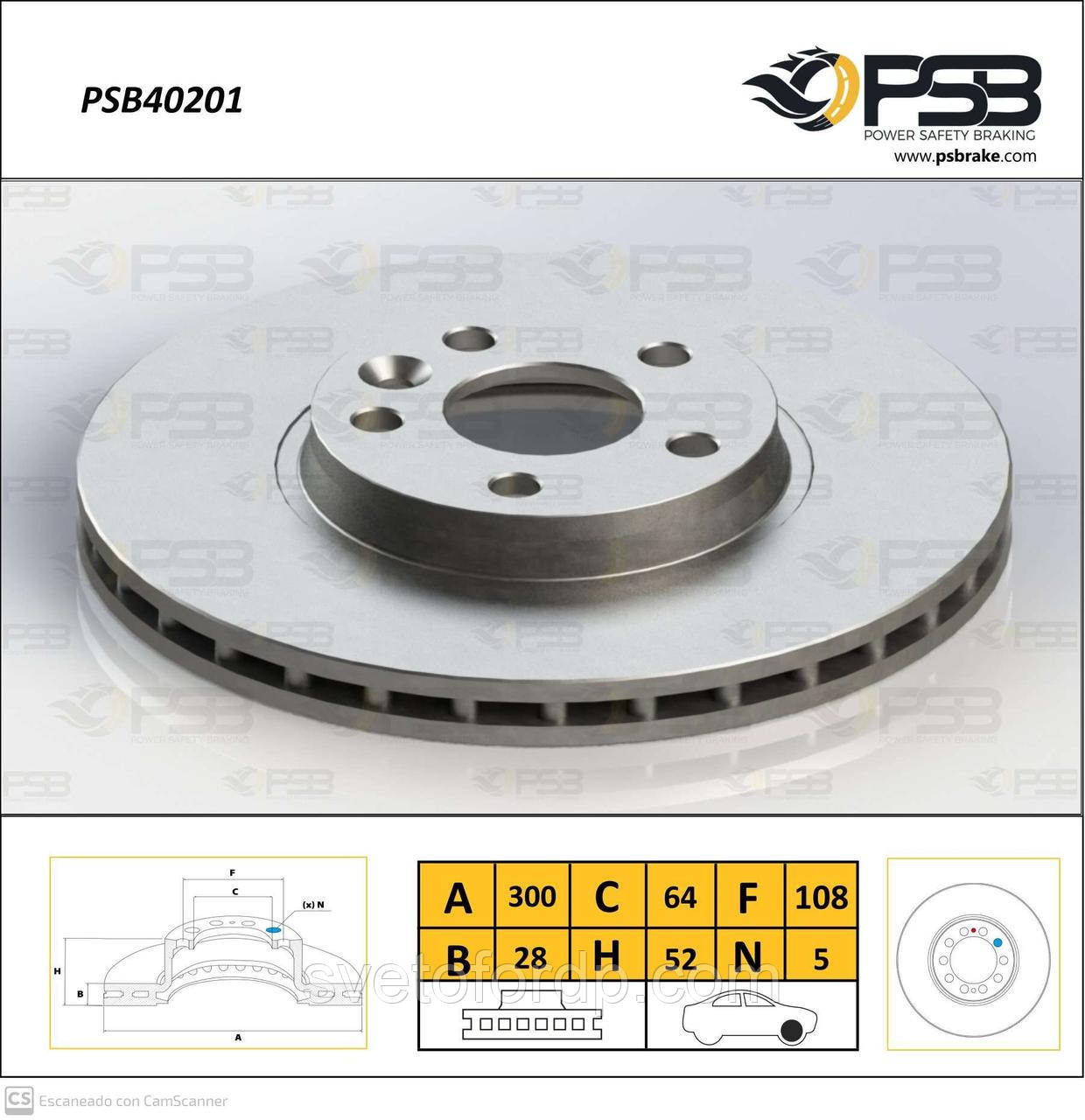 Диск гальмівний передній FORD Galaxy II, Mondeo IV, S-Max "Air Cooled" [PSB Tурция], PSB40201, фото 1