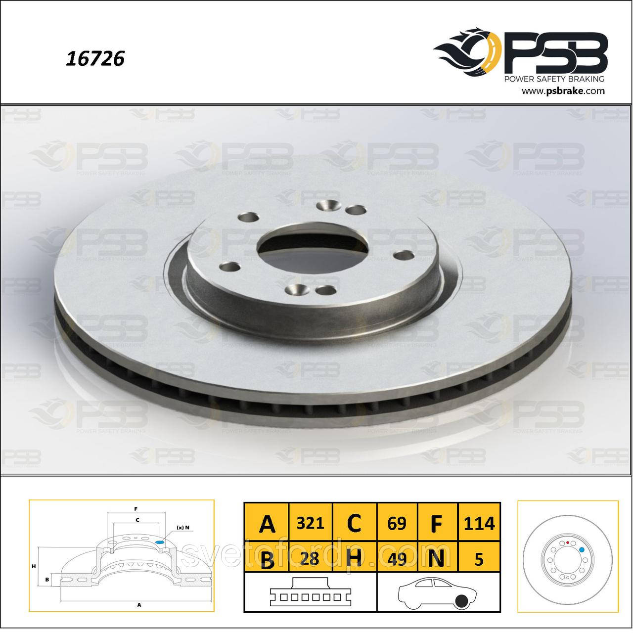 Диск торм. передній HYUNDAI Santa Fé I, II, Grand Santa Fé "Вентилир". [ PSB ] 517122W700, фото 1