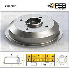 Барабан торм. задний FORD Fiesta, XR2,Van, USA Fiesta 1шт. [ PSB ] 6046462