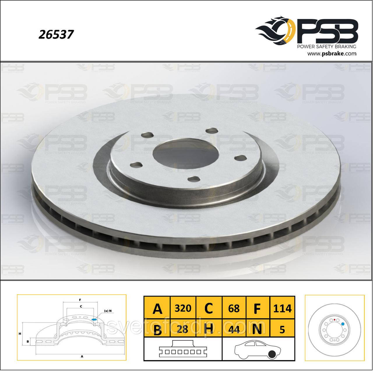 Диск торм. передний Nisan Qashqai, RENAULT Koleos "Вентилир." [ PSB ] 40206ET01A, фото 1