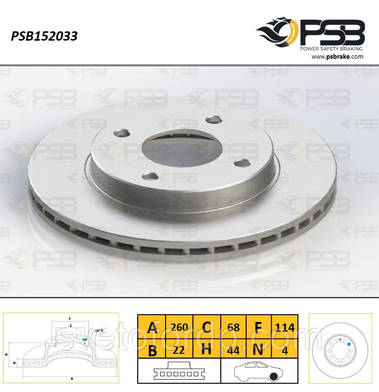 Диск торм. передній Nisan Tiida, Tiida Hatchback (C12) "Вентилир." [ PSB ] 40206AZ60A, фото 1