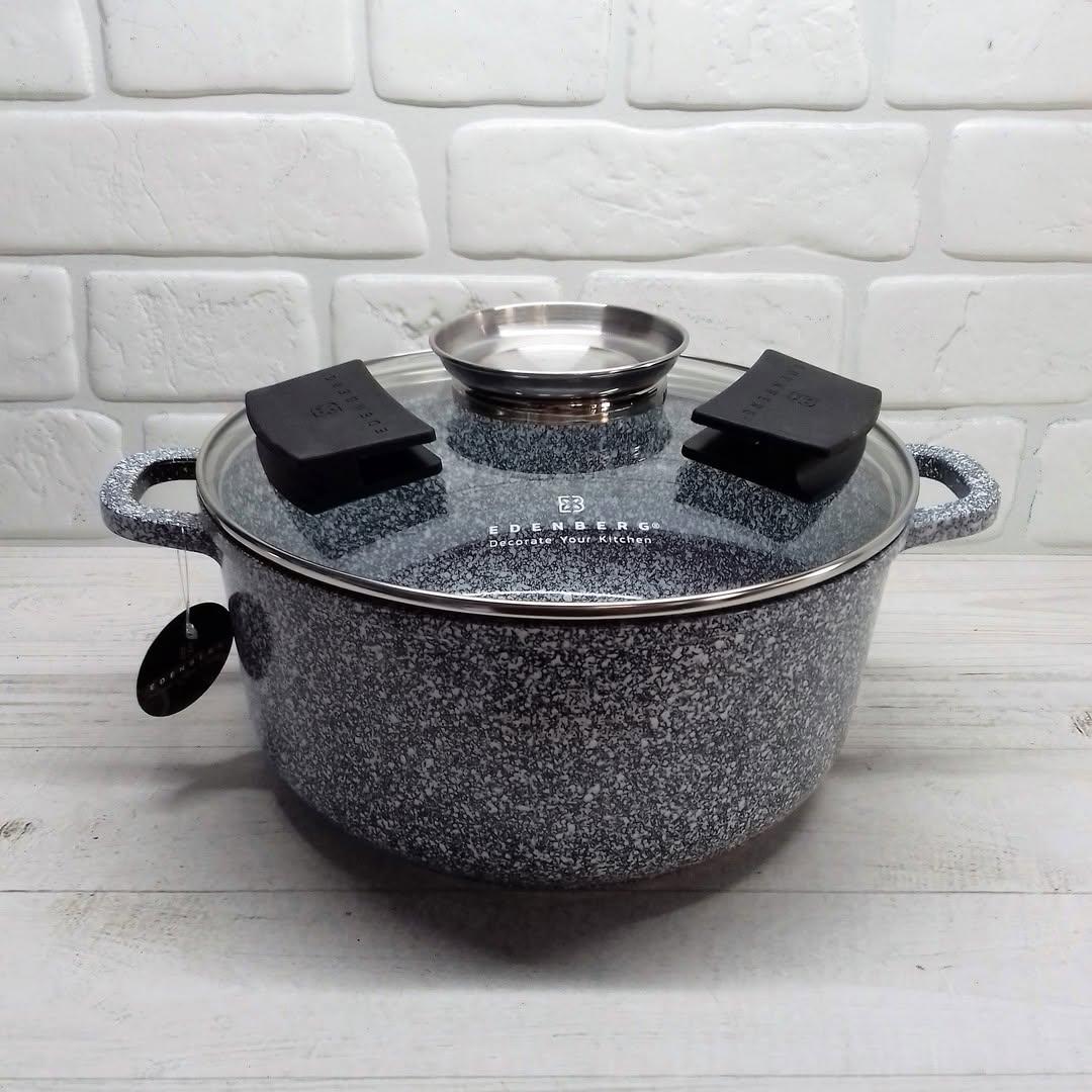 Каструля казан із гранітним антипригарним покриттям 4.4 л-24 см Edenberg EB-3978 Литий індукційний казан, фото 1