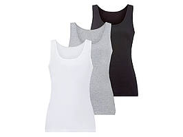 Комплект жіночих майок із 3 штук, розмір M/L, колір білий, сірий, чорний