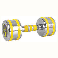 Хромована гантель inSPORTline Yellsteel 7 кг — лита професійна гантель для дому та зали