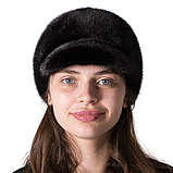 Жіноча хутряна шапка із цільного хутра норки "Жокейка", фото 2