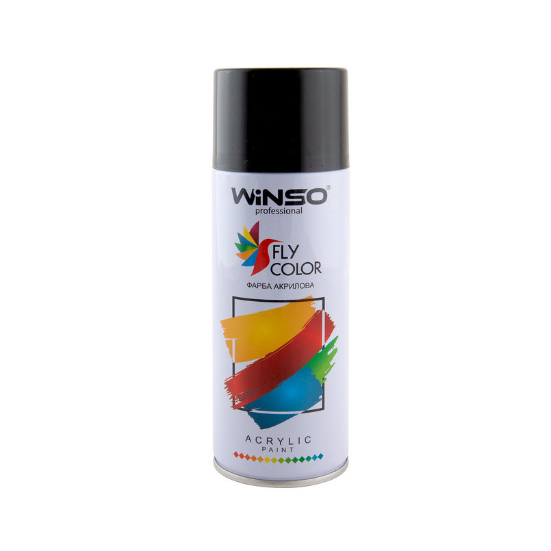 Фарба акрилова WINSO Spray 450ml, чорний глянець., (GLOSS BLACK/RAL9005), 12 шт./пач., фото 1