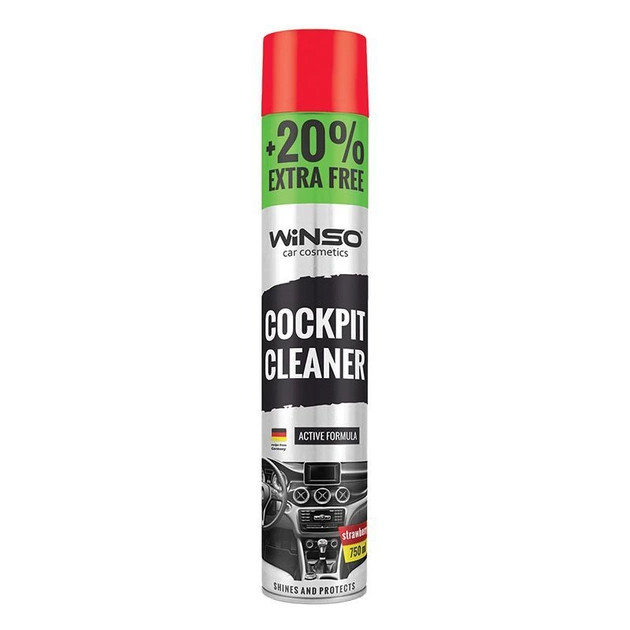 Поліроль для приладової панелі WINSO Cockpit Cleaner 750ml аер. уп. полуниця (12 шт./ясть), фото 1