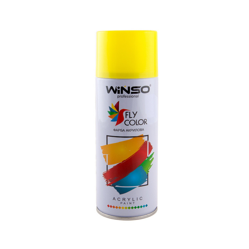 Фарба акрилова,WINSO Spray 450ml., жовтий, (TRAFFIC YELLOW/RAL1023), 12 шт./пач., фото 1