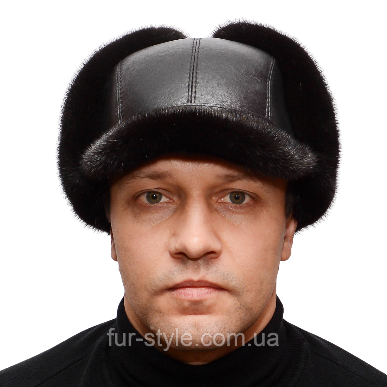 Норкова чоловіча шапка Вушанка з козирком, фото 1