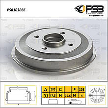 Барабан торм. задній CITRO819N C-ELYSEE, C3 II, C3 III, C4 1 шт. [ PSB ] 424759