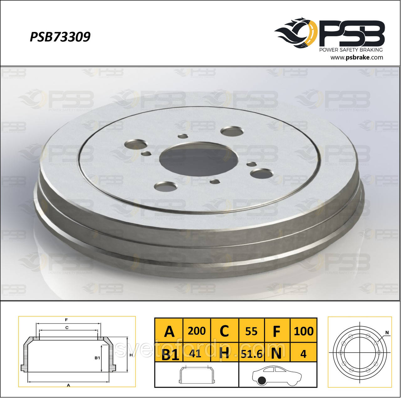 Барабан торм. задний Toyota Yaris 1.0/1.3/1.4HD кт-2шт. [ PSB ] 424310D010, фото 1