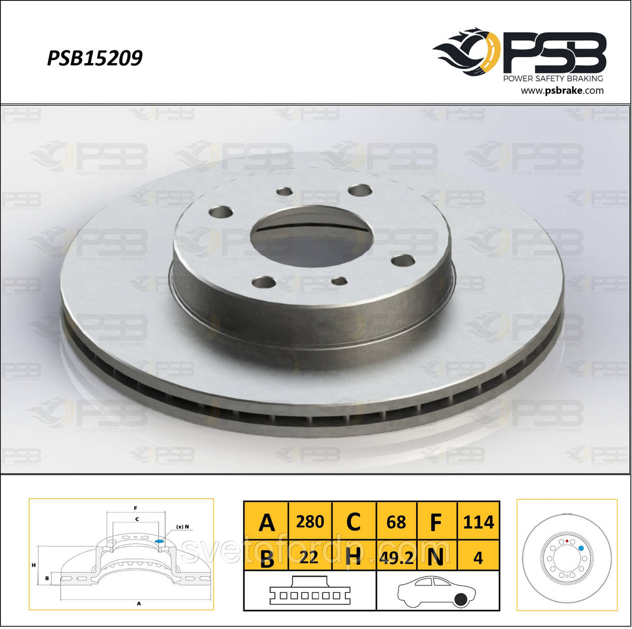 Диск гальмівний передній Nissan Almera II, "Вентилір." кт-2 шт. [ PSB ] 402064BA0A, фото 1