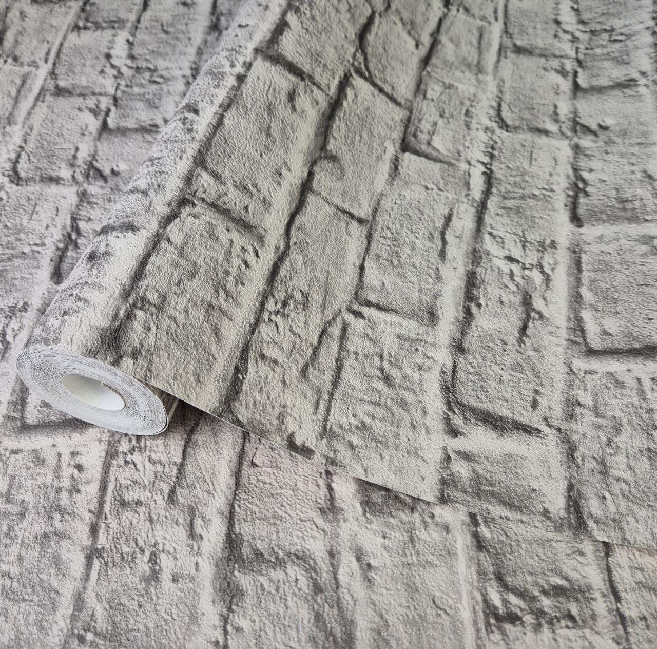 Шпалери вінілові 1,06 × 10,05 м Marburg Loft Superior 1034118, сіро-бежеві, під цеглу для вітальні, спальні, фото 1