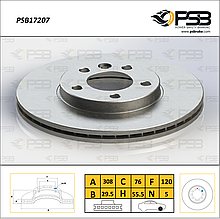 Диск гальмівний передній Volkswagen Transporter T5 кт — 2 шт. [ PSB ] 7E0615301D