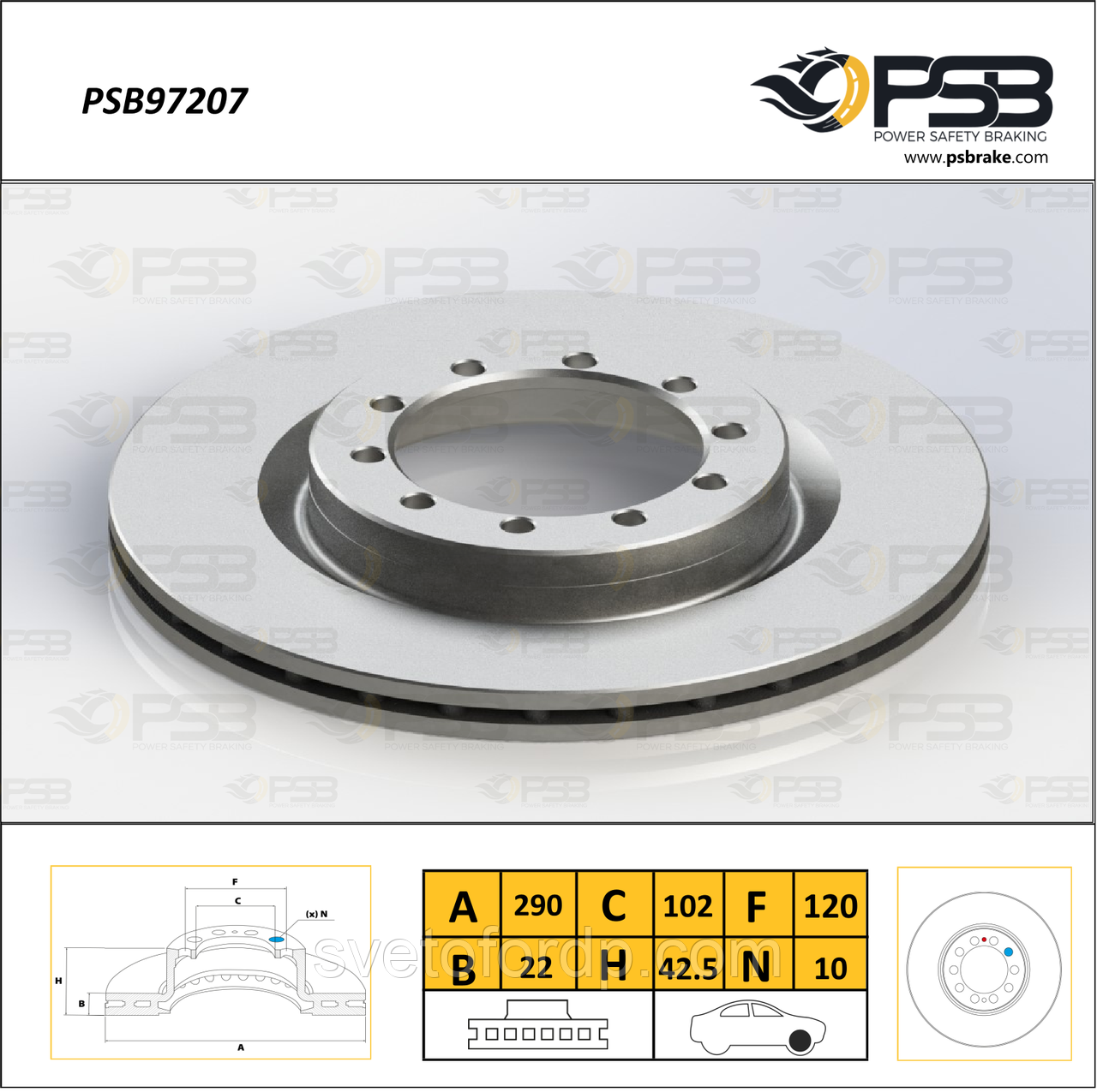 Диск гальмівний передній Renault Trafic (T5, T6, T7), Traffic Platform "Вентилир." кт — 2 шт. [ PSB ] 5010260604, фото 1
