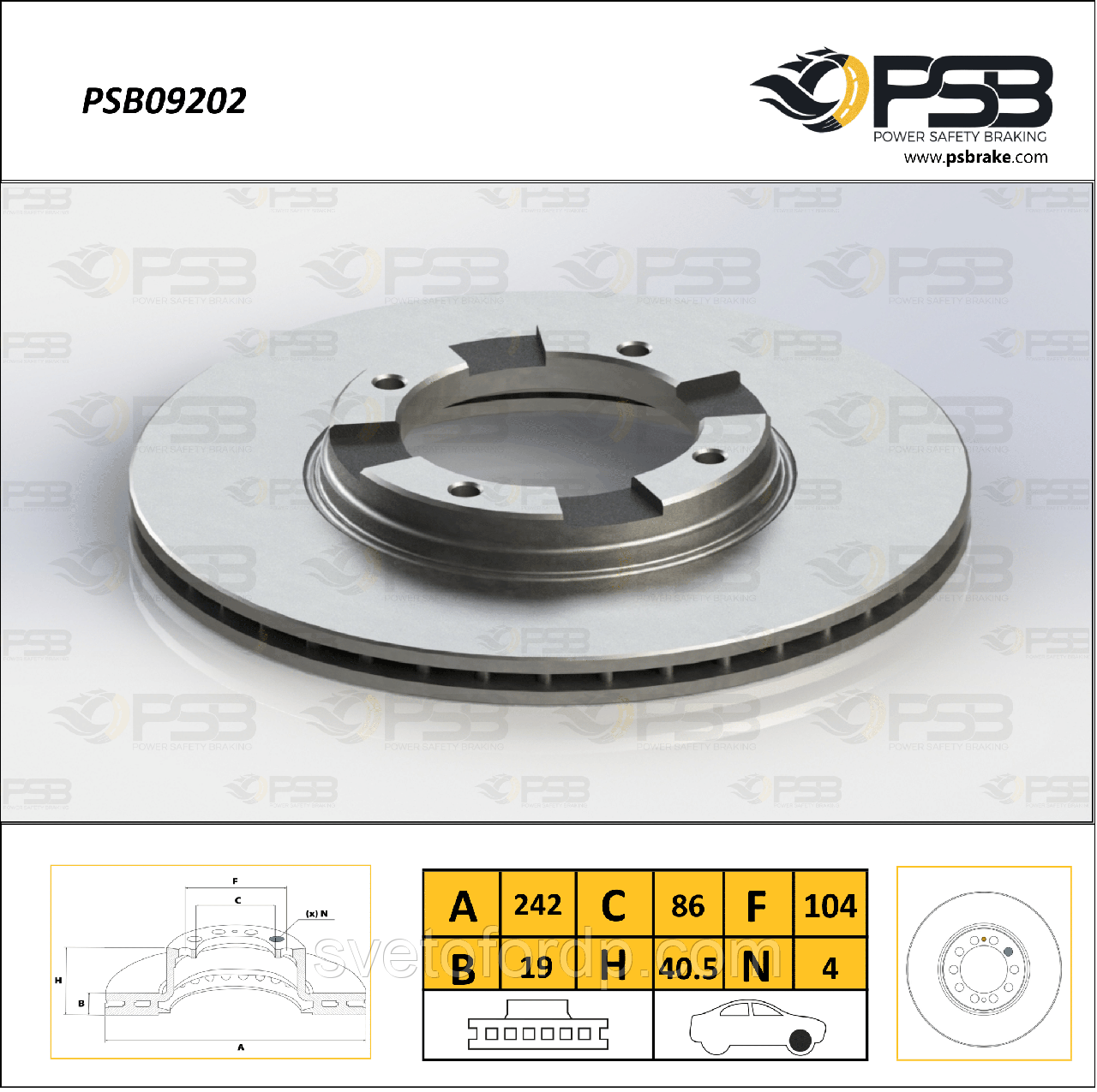 Диск гальмівний передній Hyundai Accent, Excel/Pony, S-Coupe "Вентилінр." кт — 2 шт. [ PSB ] 5171224100, фото 1