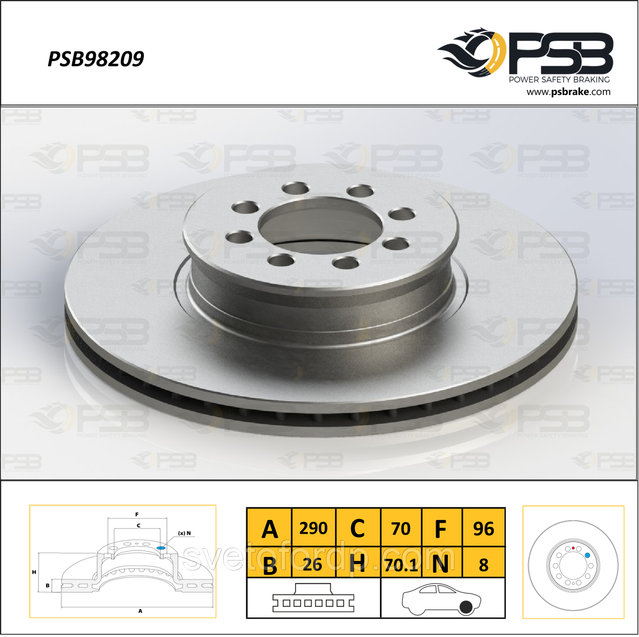 Диск гальмівний передній Mercedes Sprinter 5-t "Вентилир." кт — 2 шт. [ PSB ] A9054210112, фото 1