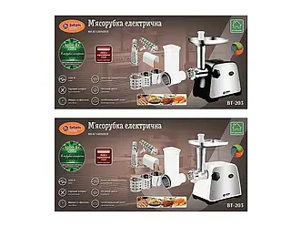 М'ясорубка електрична 4200Вт ковбаса кеббе насадки соковитискач BITEK BT-203 6шт 6504