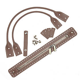 Комплект із натуральної шкіри для сумки Такса, колір Кавовий