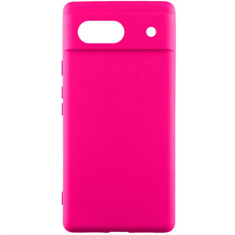Чохол Silicone Cover Lakshmi Full Camera (AAA) для Google Pixel 7a | Мікрофібра Рожевий / Barbie pink, фото 1